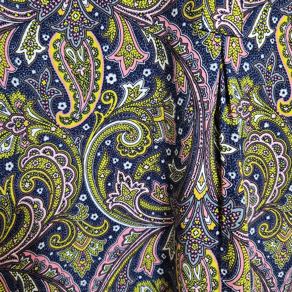 LOFT Paisley V-Neck Blouse in Navy, Pink & Yellow - Picture 3 of 5